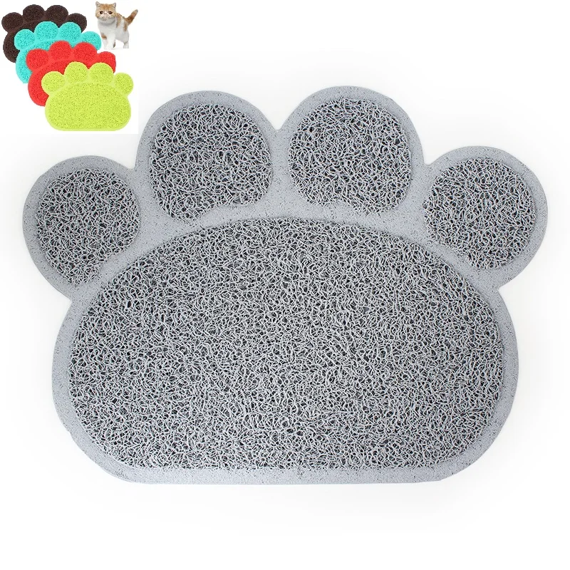 

Dog Cats Pets Feed Mat Puppy Kitten Dish Bowl Food Water Placemat PVC Mat, Cat Litter Trapping Mats for Cat Litter Boxes, Grey, green, orange, red, blue