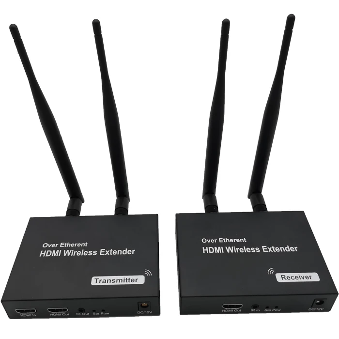 

200m Wireless WiFi HDMI Extender Transmitter Receiver 2.4G 5GHz 1080P IR Remote Video Converter Laptop PC To TV, Black