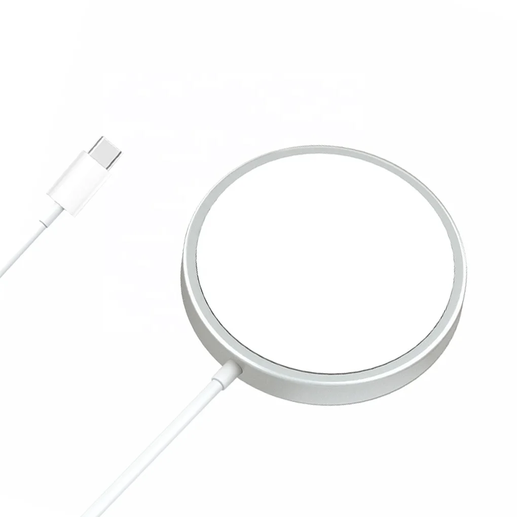 

small wireless charger round for iphone11 iphone 12 pro max magnetic wireless charger for smartwatch, Sliver