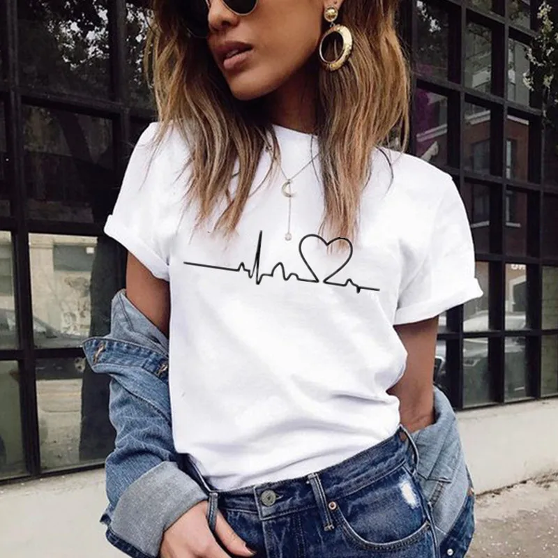 

Summer woman tops fashionable camisetas mujer letter printing graphic t shirts for women tops, As pic