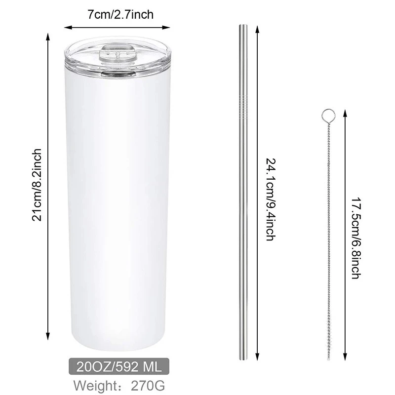 

Custom Double Walled Vacuum Insulated 20 OZ Sublimation Tumbler Skinny