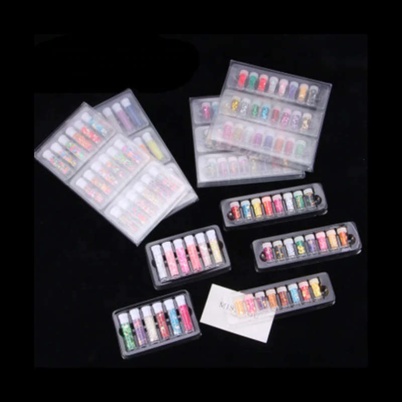 

OEM 48pcs/set OEM 3D Multi Color Nails DIY Sticker Slime Glitter Sequins Private Label Accessories Nail Art Jewelry Set