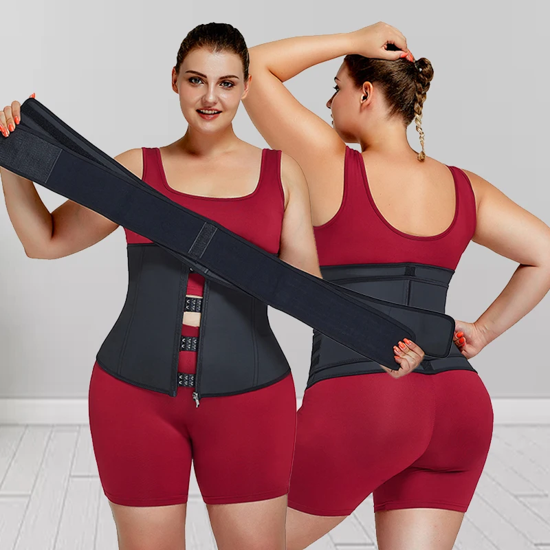 

Wholesale Hooks Fajas 7 Steel Bone Fitness Latex Plus Size Custom Waist Trainer Belt Slimming, As shown