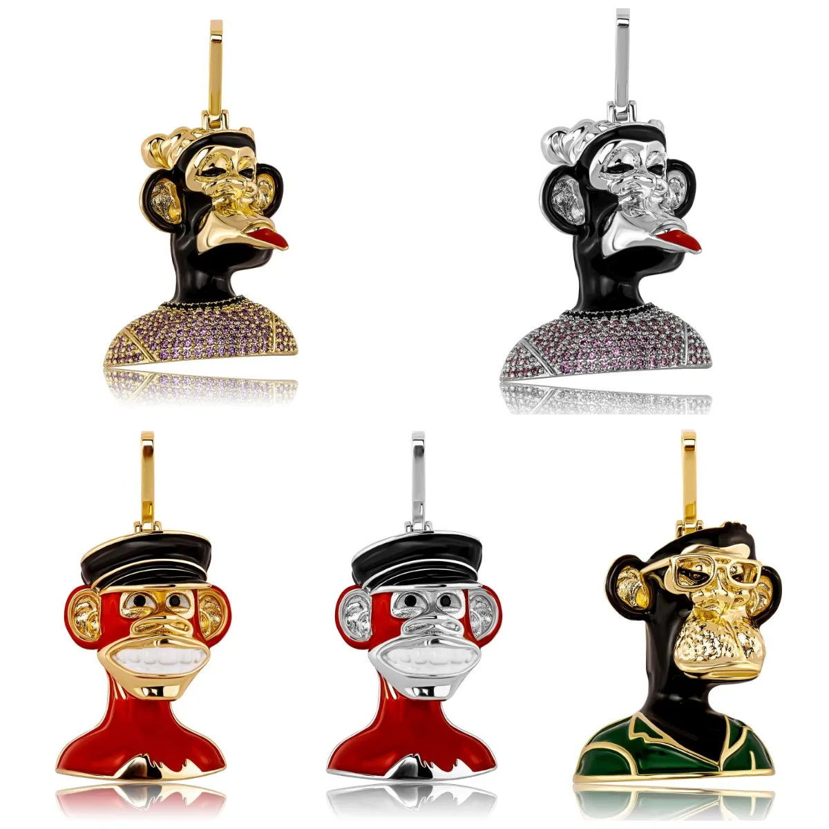 

2022 Hiphop Y2K Fashion Enamel Jewelry Custom NFT Pendants Crypto Metaverse Ape Design Custom Pendant