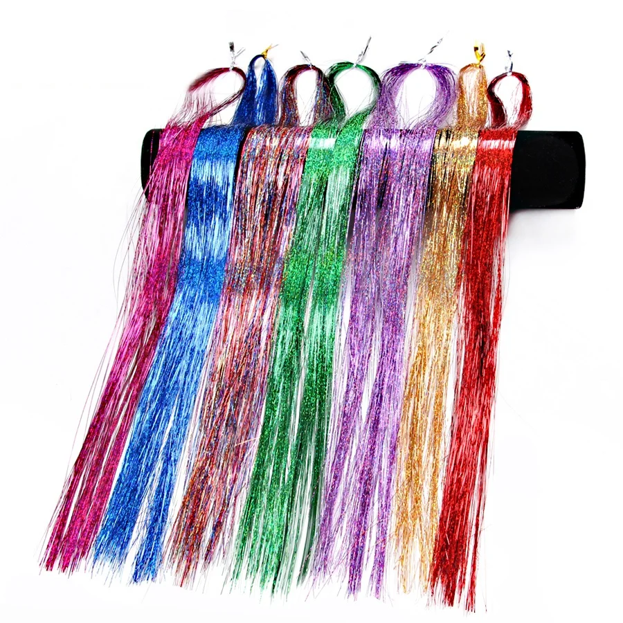 

35.5 Inch Sparkle Fairy Tinsel Hair Strands Shiny Party Highlights Synthetic Tinsel Hair Extensions Glitter Hair Tinsel, Multi color as shown