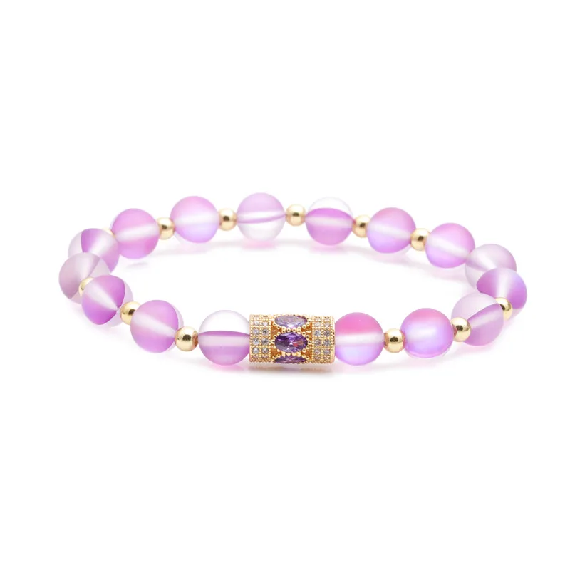 

2pcs/set luxury copper waistline matte purple moonstone natural stone handmade beaded bracelet bracelet women, Picture