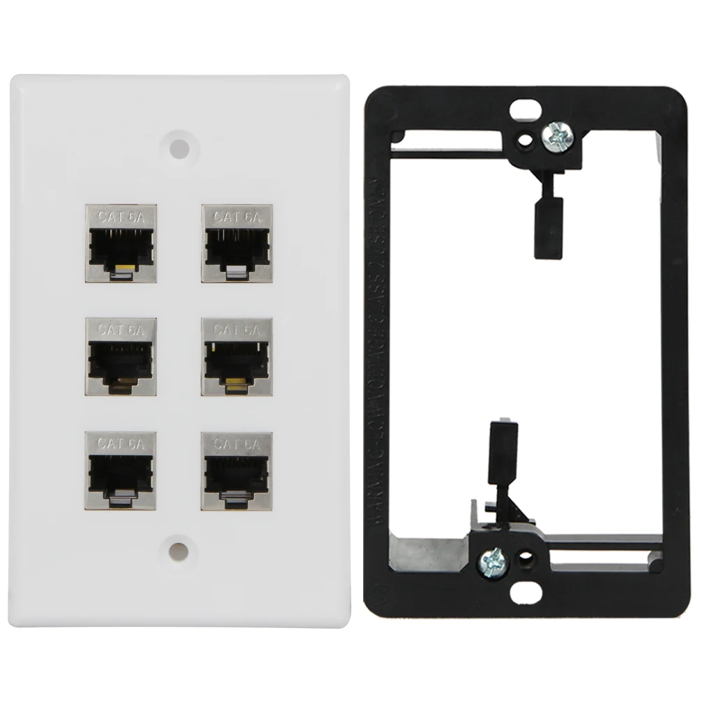 Cat6a Wall Plate 6 Port Siding Cat6 Cat6a White With Mounting