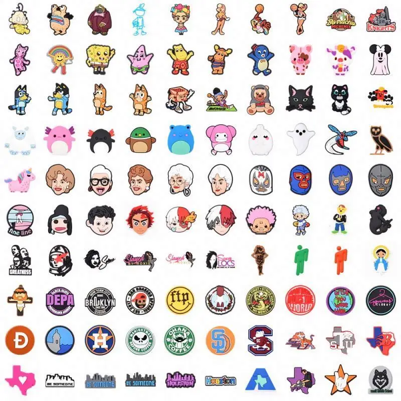 

Promotional custom plastic shoe pins charm anime designs acrylic cartoon decorations charms, Customized