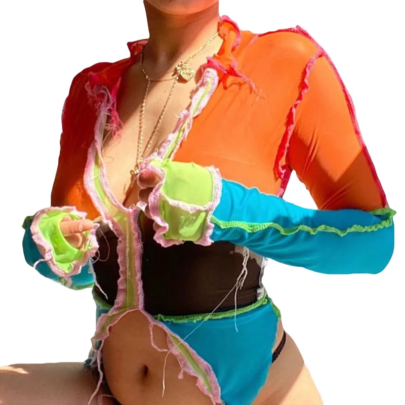 

2020 new arrivals autumn women sexy contrast color long sleeve fashion ladies tops