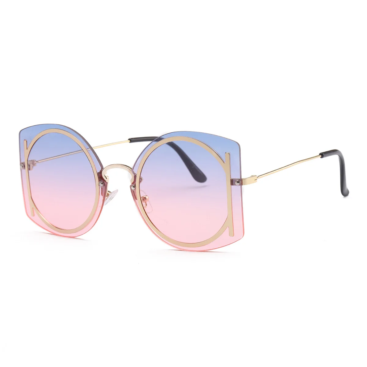 

Hot unisex new brand designs sunglass fashion small square sun shades trendy rimless sunglasses women, 6 colors