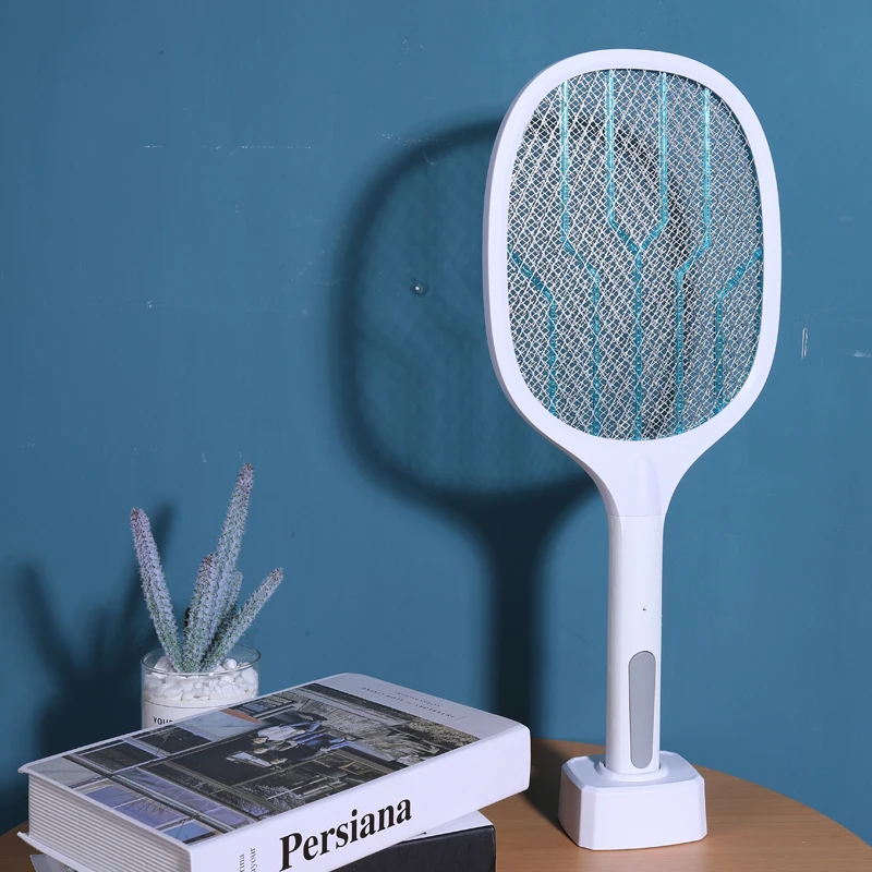 

Electric Fly Swatter Led Light Rechargeable Mosquito Racket Killer Lamp, Blue color