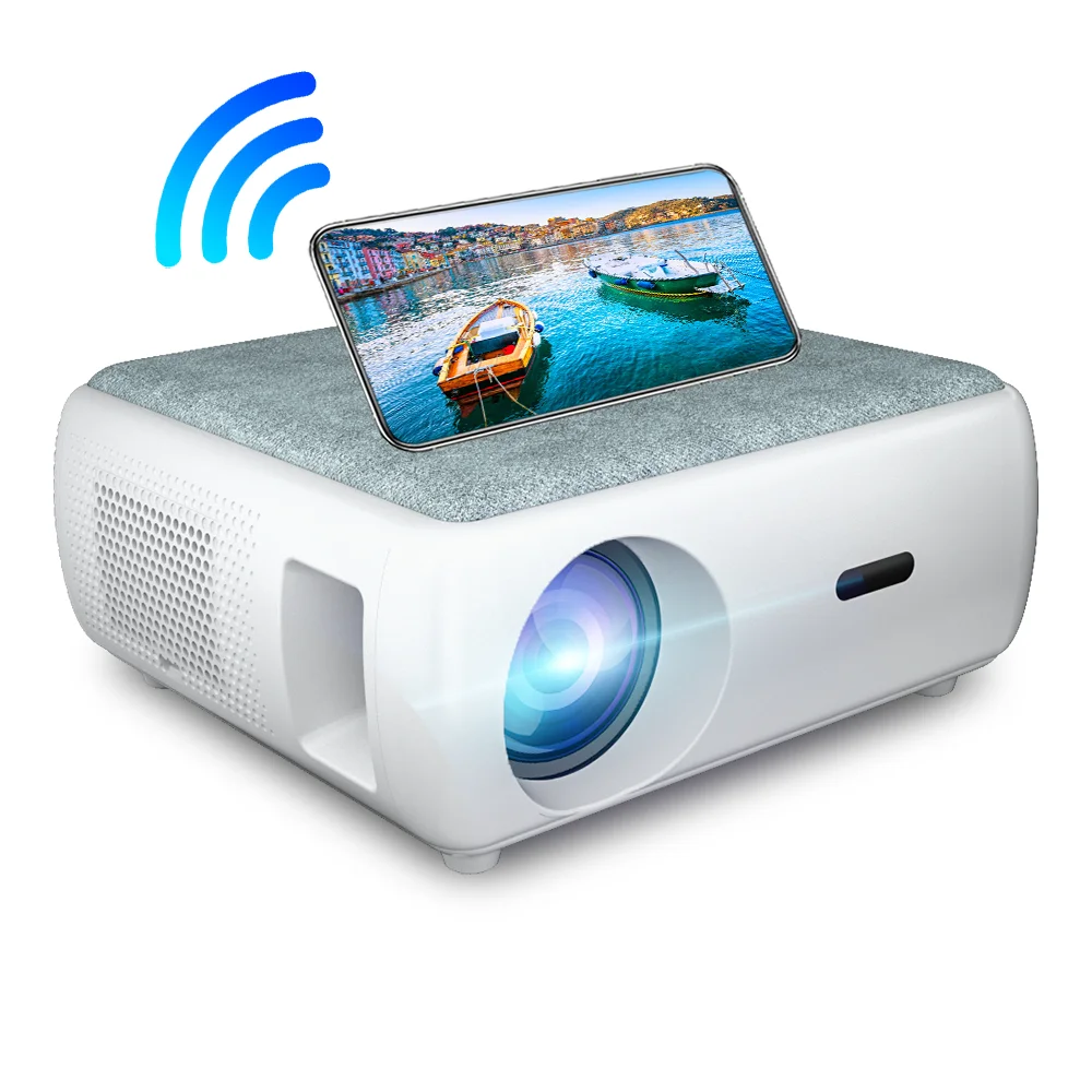 

Salange P88 Projector Mini 7000 Lumens Native 1080P Full HD Support 4K WIFI Portable Home Theater Movie Beamer Android Projector, White