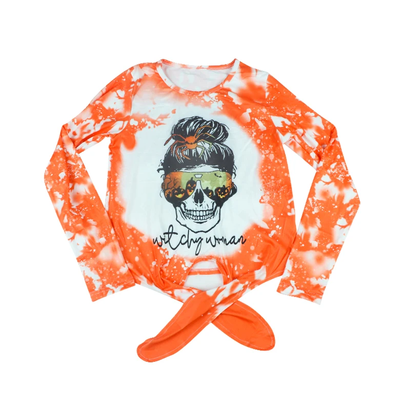 

Custom tie-dyed Halloween Brightly color mom and daughter costume long sleeves parent-child clothing