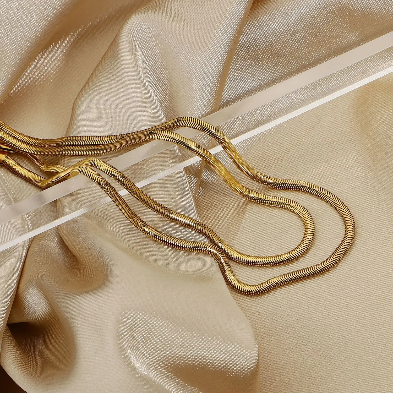 

Double snake necklace gold plated stainless steel chain necklace jewelry for women