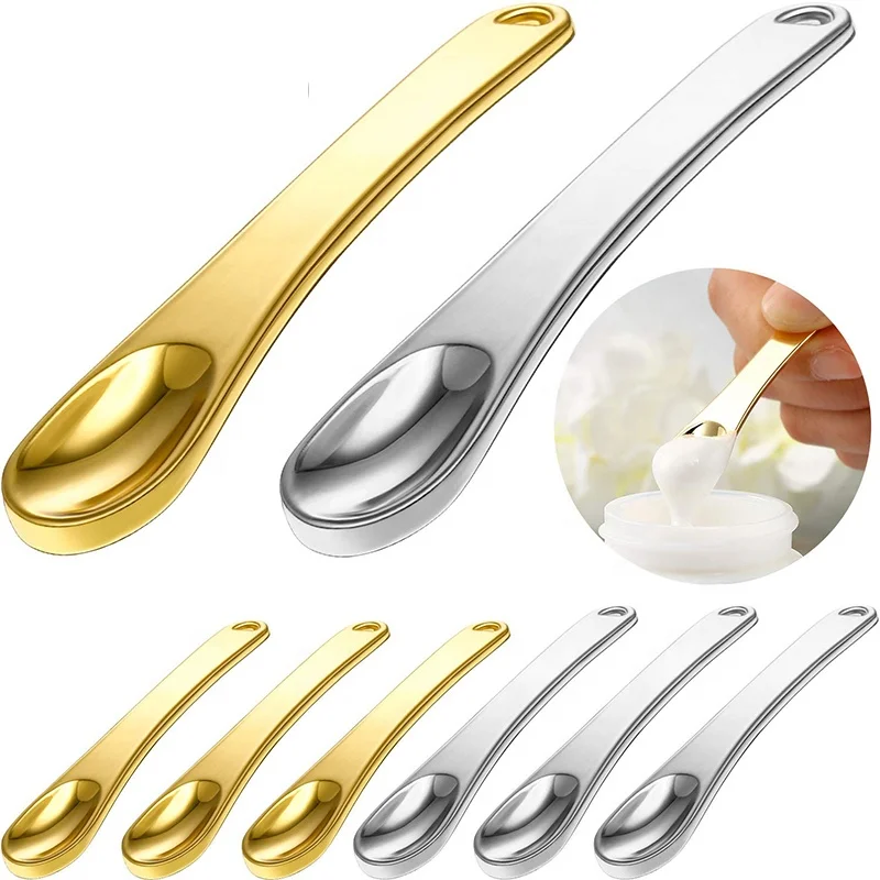 

Trending products 2021 new arrivals Beauty makeup tools gold cream mixing facial mask metal cosmetic spoon and spatula