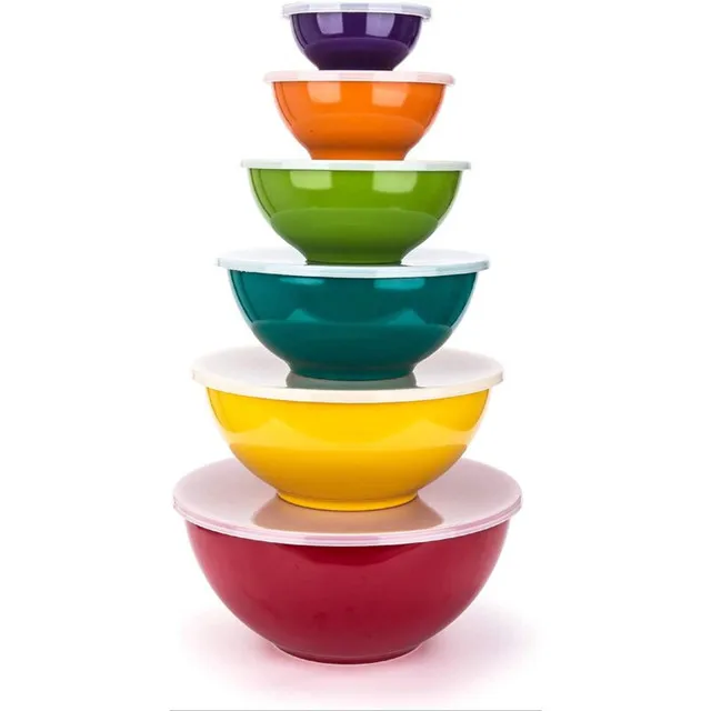 

Morezhome kitchen colorful PP plastic soup salad mixing bowl set of 6 with lids, Customized