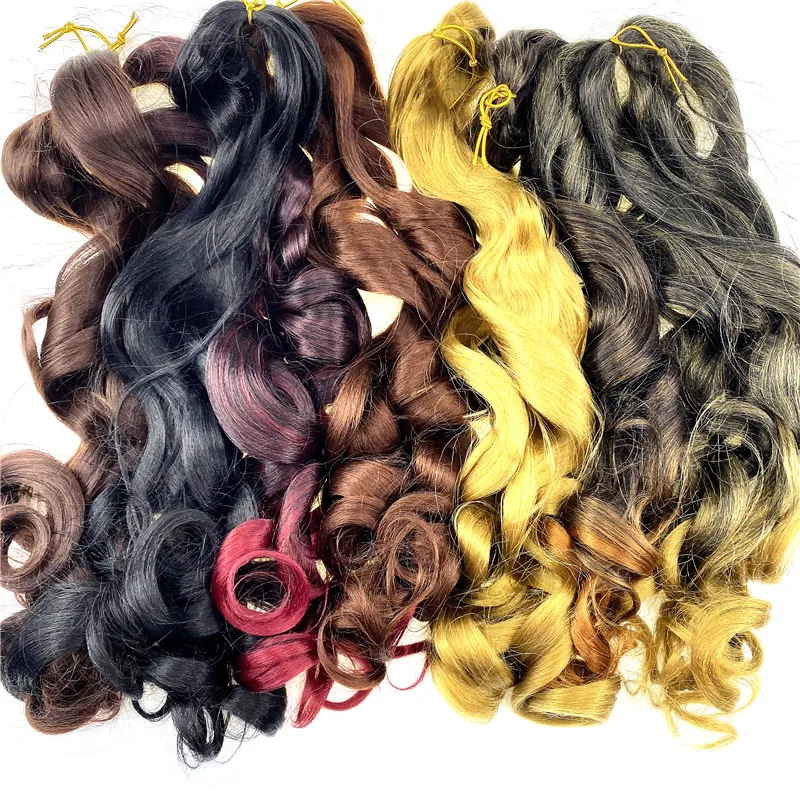 

stock factory hair extensions Synthetic deep hair bulk crochet braids 75g wavy braiding hair spiral curl