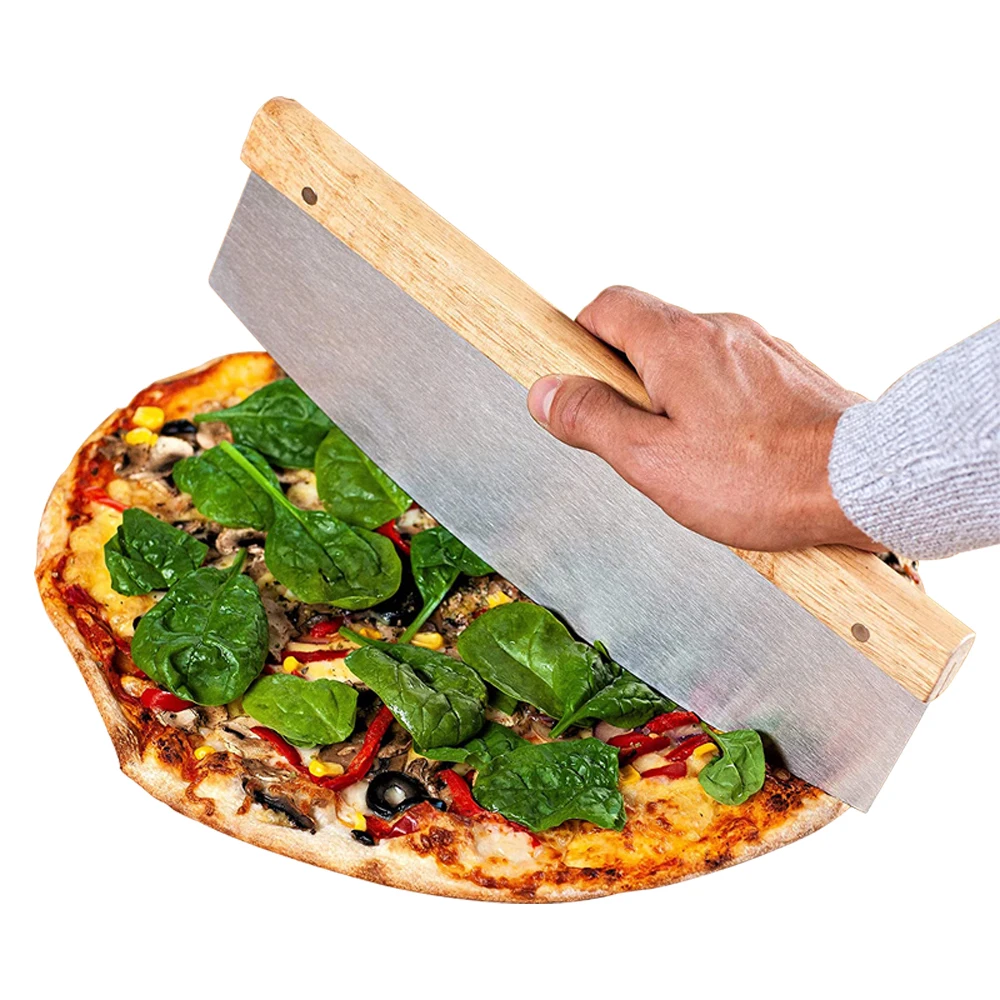 

Kitchen Wooden Handle Baking Tools Pizza Cutter Stainless Steel Material