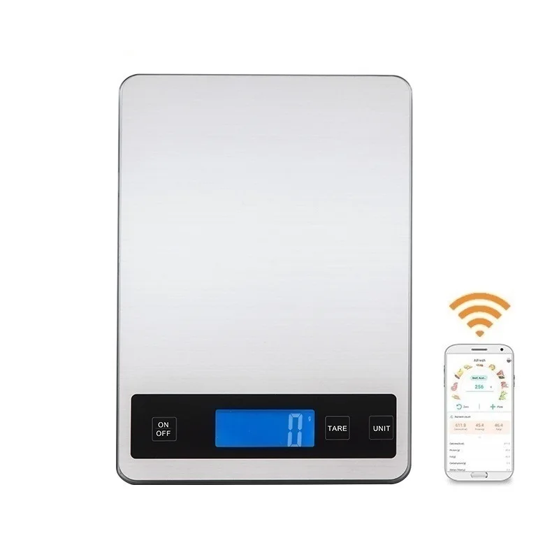 

Best Selling Stainless Steel Smart Phone 5Kg Digital Kitchen Food Scale With free APP, Silver color