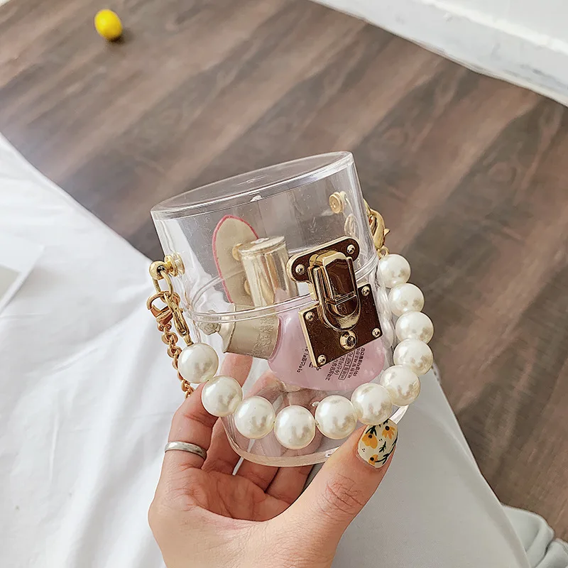 

Designer Bags Luxury Acrylic Pearl Handbags Women Famous Brand Transparent Fashionable Handbag Cute Kid Handbags Wholesale 2021