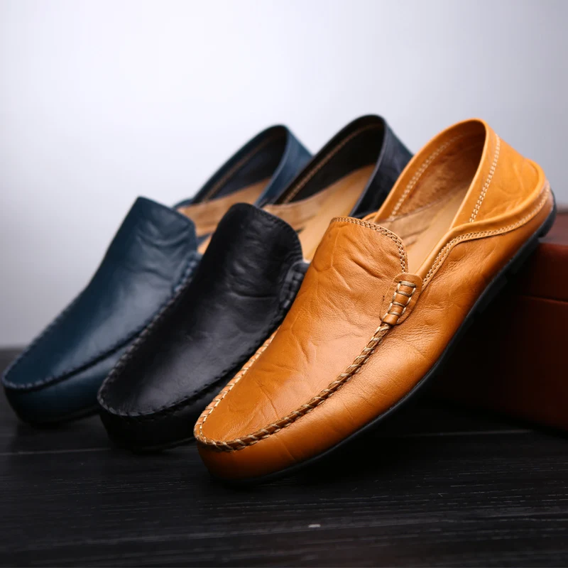 

Fashion Leather Men Shoes Casual Breathable Loafers Men Genuine Leather Moccasins Comfortable Flat Men Shoes