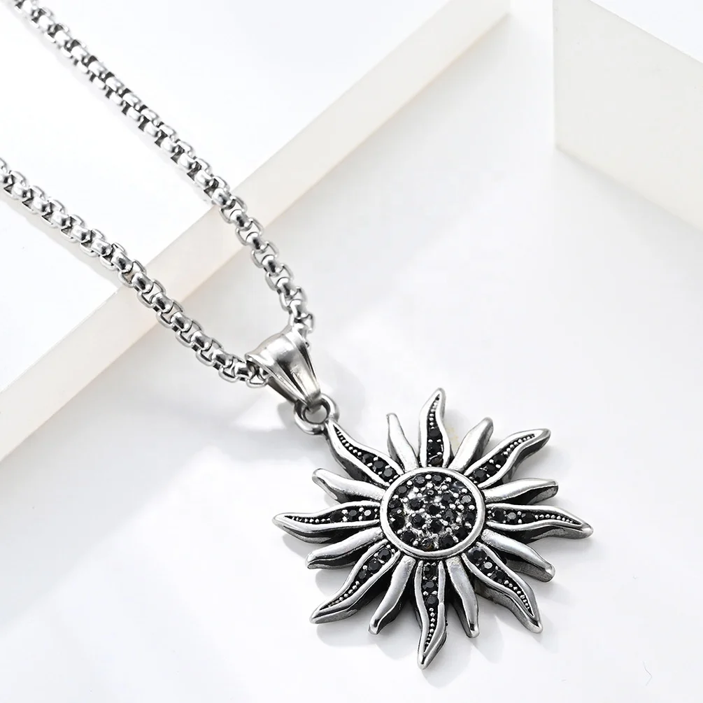 

New stainless steel sun shaped pendant necklace for men