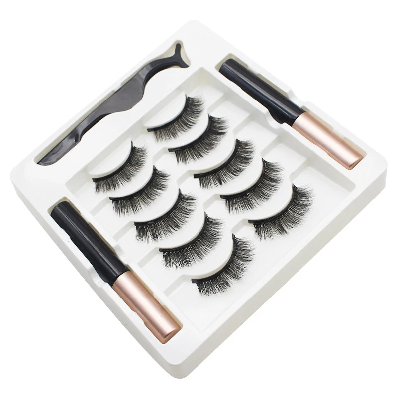 

Extension Tools Makeup 5 Pairs 3D Magnetic Eyeliner Liquid False Eyelashes Set Magnet Eyelashes Natural Thick Long Eye Lashes, Natural black