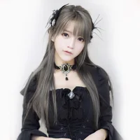 

Women Fashion Air Bangs Wig Long Grandma Ash Straight Human Wig Anime Cosplay Wig