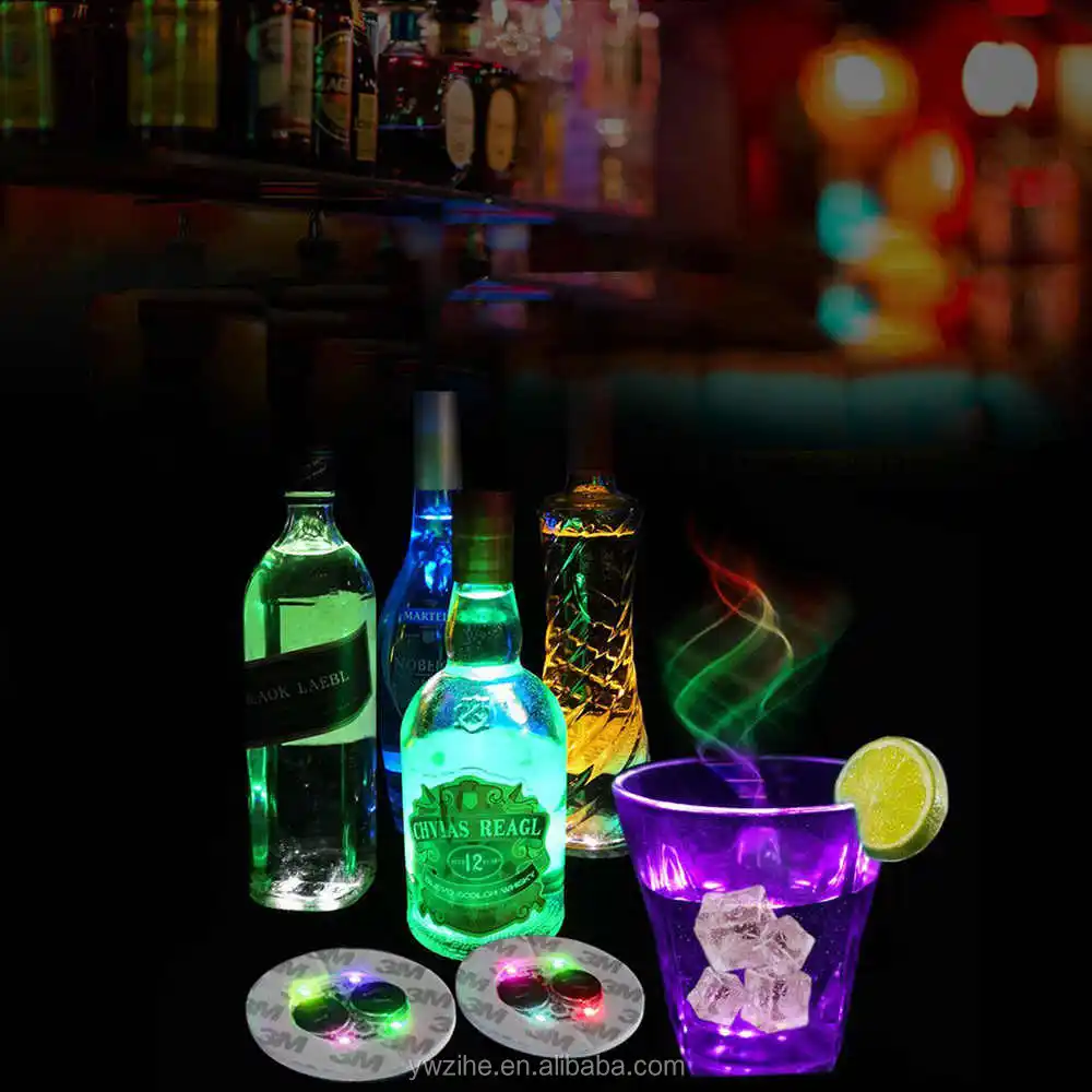 10pcs 6LEDs Flash Light Bottle Cup Mat Coaster LED glow glorifier Club Bar party 