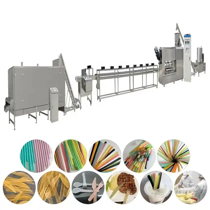 High Quality industrial Edible Rice Straw Making Machine Manufacturer Automatic Cassava/ Rice / Pasta Straw Production Line