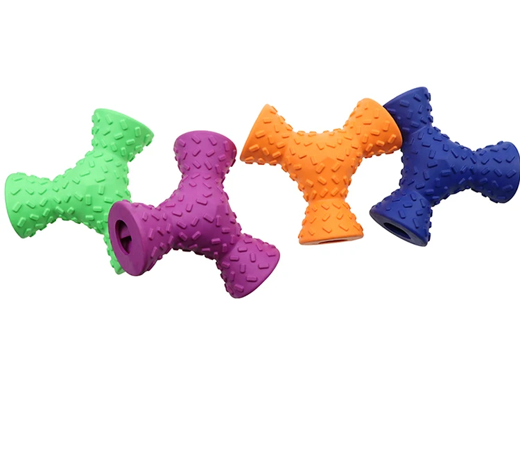 OEM/ODM Pet Toys Rubber indestructible dog toys Three-sided dog food chewing toys