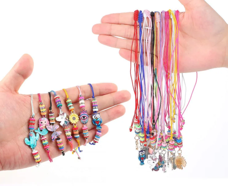 

kids colorful polymer clay beads enamel charm necklace bracelets girls cute charm beach necklace bracelets sets children gifts