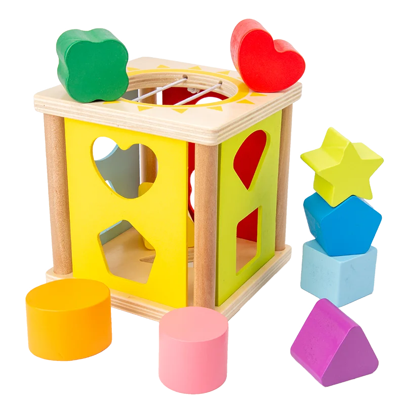 

Best selling Shape Color Sorter block Toys Cube Baby Learning Sorting and Match Preschool Montessori Wooden toy kids gift