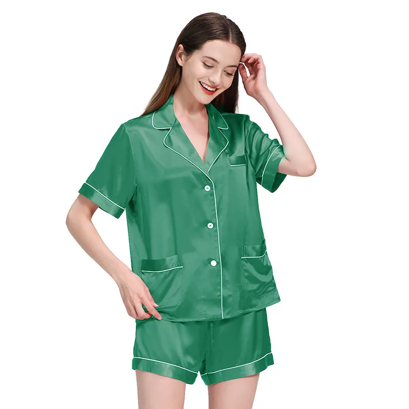 

Wholesale High Quality Nightwear Loungewear Sleepwear Pjs Women Pure Silk Pajamas Set