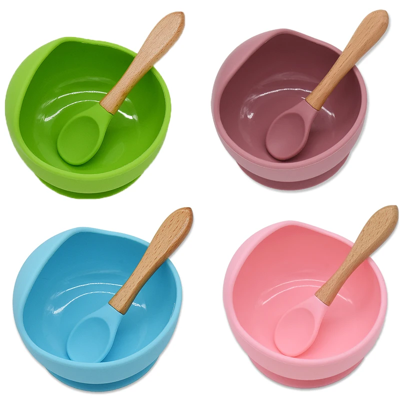 

New Arrival BPA Free Food Grade Portable Sofe Custom Bpa Free Suction Feeding Silicone Baby Bowl Set For Kids, Any pantone color available