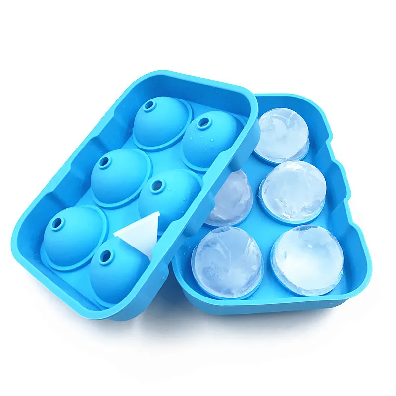 

Round 6 silicone ice mold tray with cover whisky ice hockey mold transparent ice making machine, As shown in the figure below