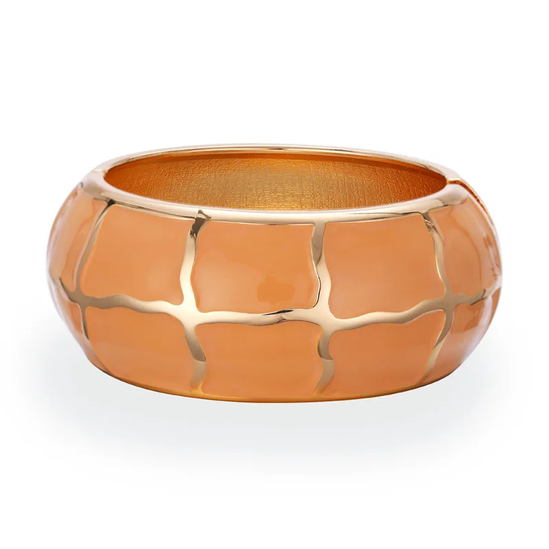 

Hot Sale Vintage Cuff Bracelet Opened Orange Wide Alloy Bangle for Women