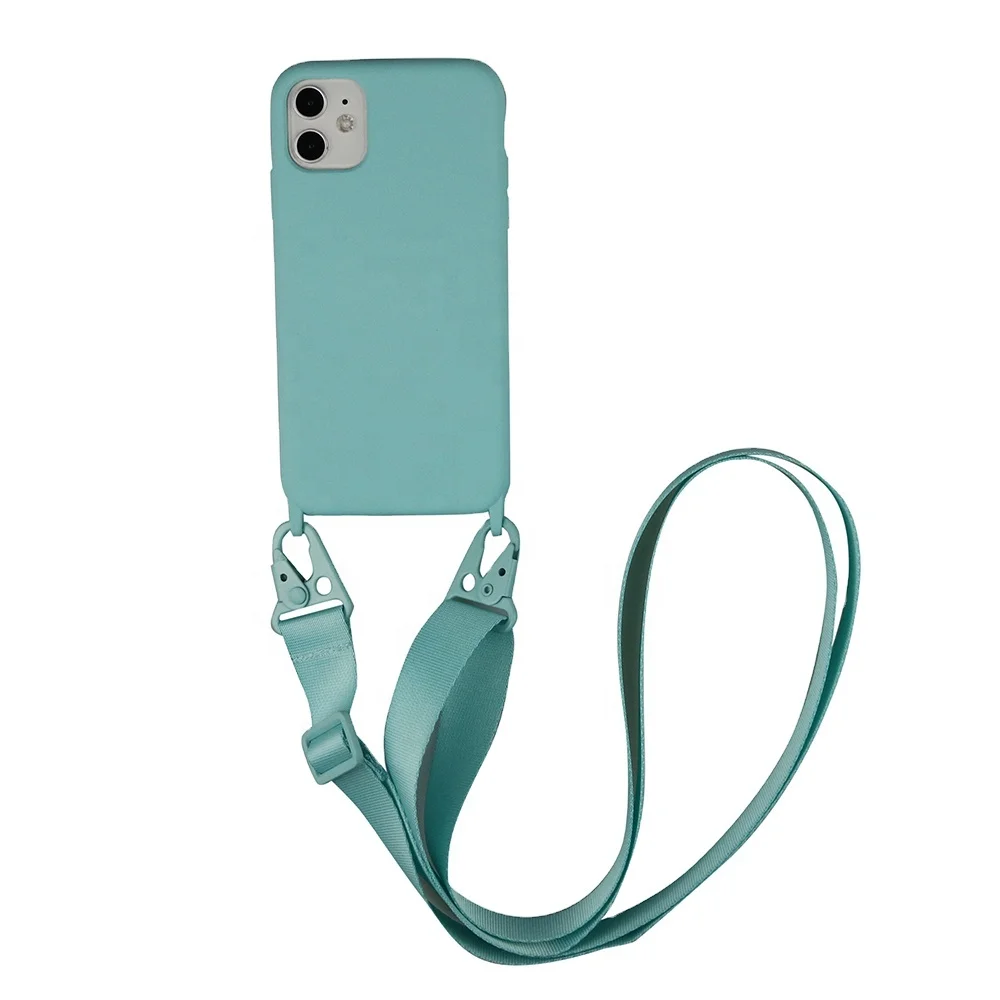 

Liquid Silicone Chain Necklace Cell Phone Case With Lanyard Neck Strap Rope Cord For iPhone 12 pro max