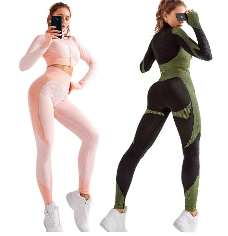 

Wholesale Women High Waist Seamless Fitness Legging Yoga Pant Fitness Bra Yoga Fitness Wear Set, As picture