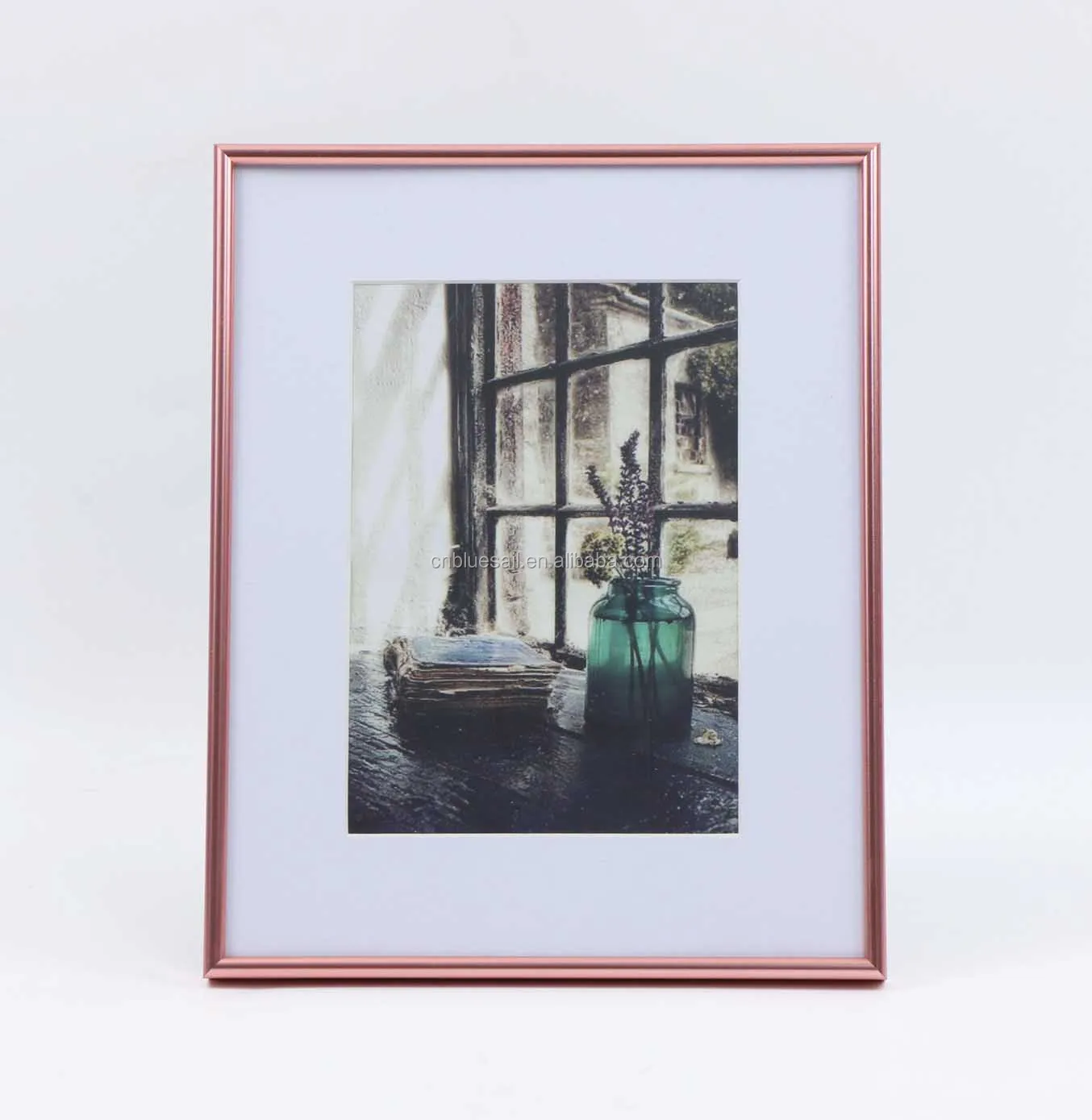 Rose Gold Photo Frame,Aluminum Picture Frame,8x10" With Mat To Display