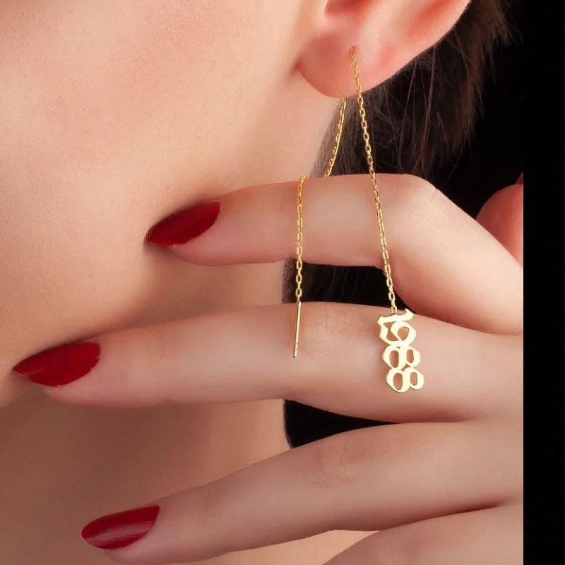 

Wholesale Korean Stylish Letter Link Earrings Dangle Stainless Steel Gold Plated Women Name Earrings Personalised Aretes