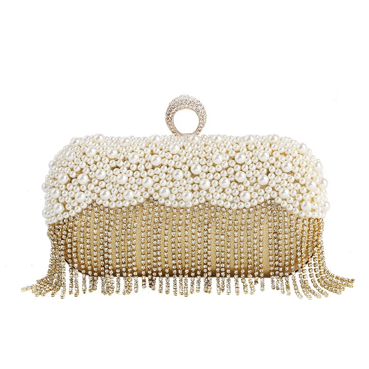 

N577 Wholesale fashion tassel clutch handbag women 2022 luxury evening bag pearls