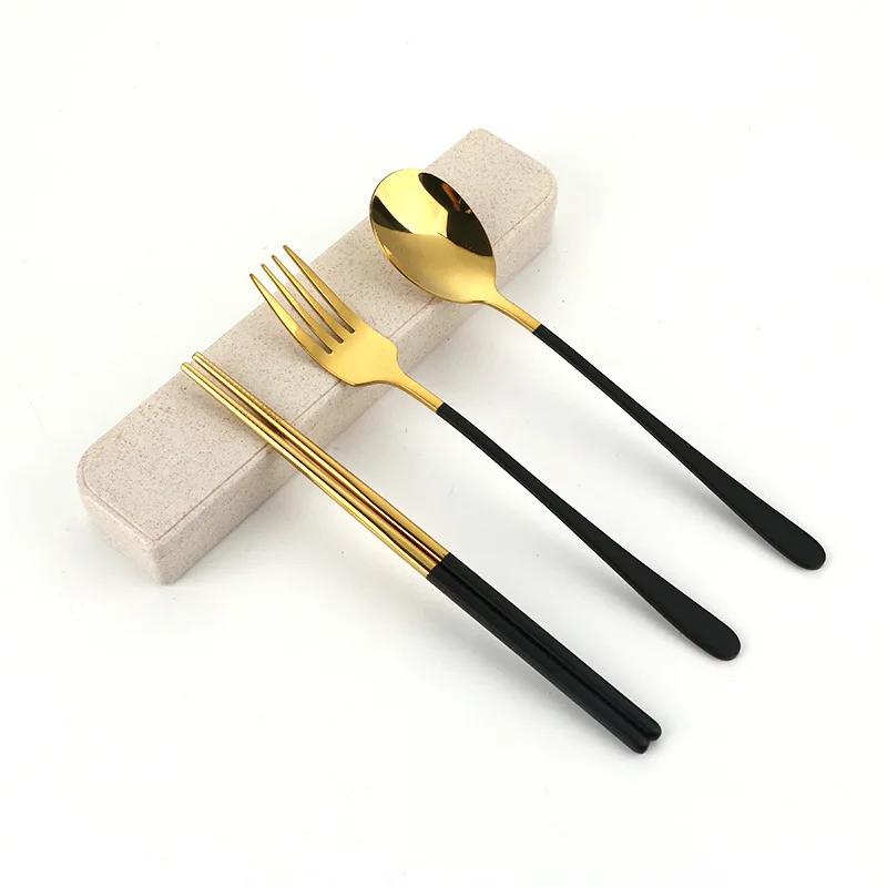 

Eco-Friendly Travel Cutlery Set Korean Chopsticks and Spoon Set for School Use Packaged in Case