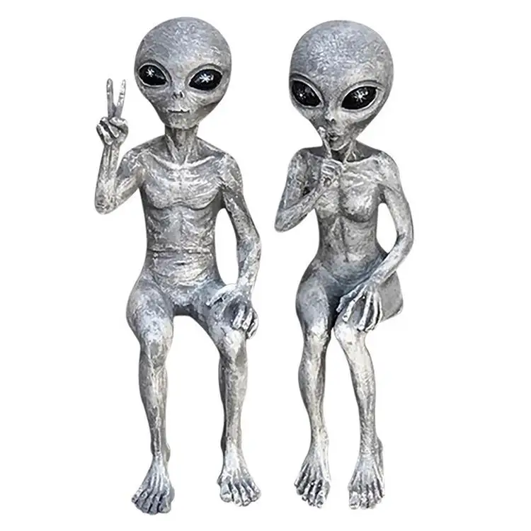 

Alien Statue Resin Art Outer Space Alien Figurine Garden Figurine Set For Home Indoor Outdoor Figurines Ornaments Miniatures