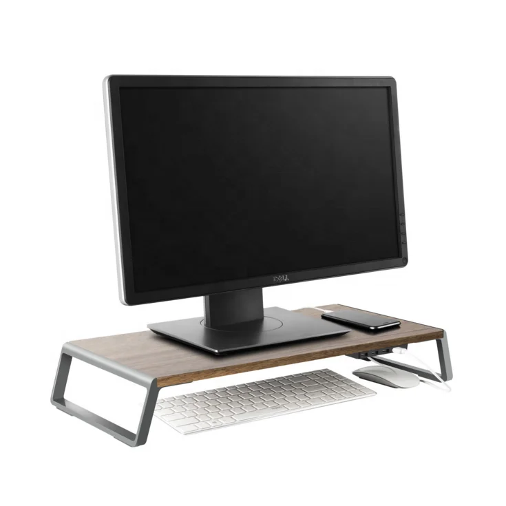 

Shenzhen newstar Black wood monitor riser Metal Made monitor stand For desk table office study organizer with usb hub