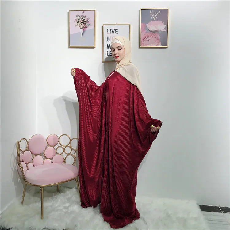 

Fashion designs pleated abaya islamic clothing muslim dress, Navy,wine red