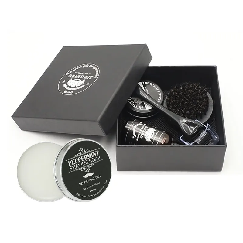 

Private Label Balm Roller Brush Mustache Shaving Soap Organic Grooming Kit Set Men Oil Care Beard Growth Kit Hemp Beard Kit