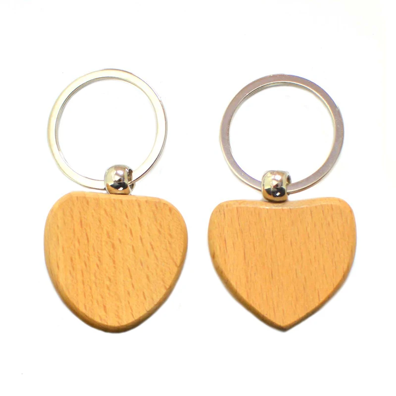 

China Keyring Factory Wholesale Promotional Heart Wooden Key Chain Key Ring Laser Blank Name Engraved Custom Logo Wood Keychain