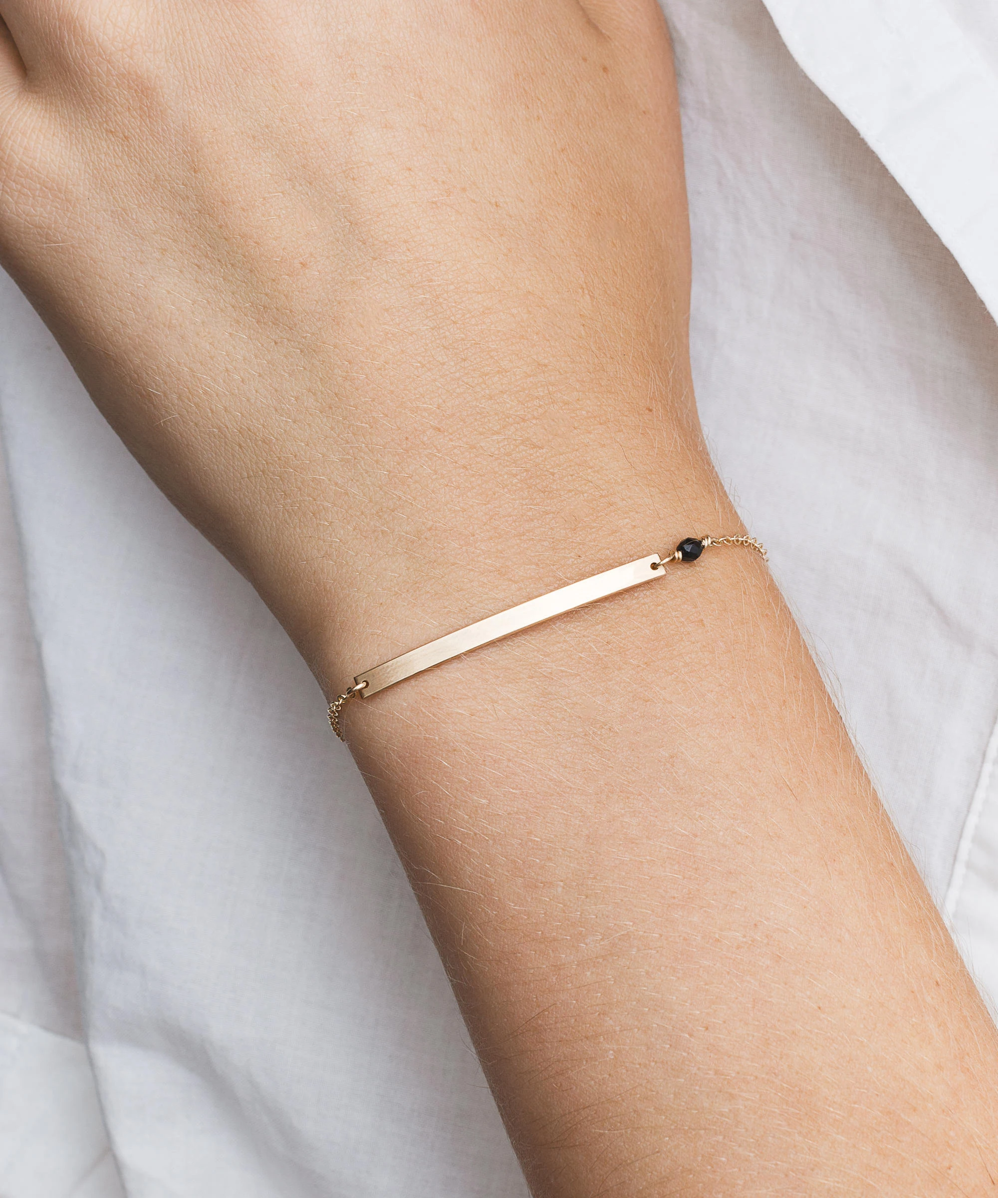 

Engraved Bar Stainless Steel Bead Bracelet Men Custom Trendy Gold Nameplate Minimalist Jewelry Wholesale Adjustable Bracelet