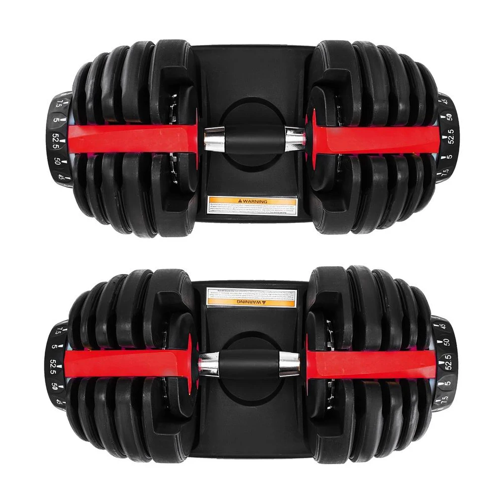 

Dropshipping bodybuilding gym equipment free weight 24kg 52.5lbs dumbells set adjustable dumbbell, Black+red